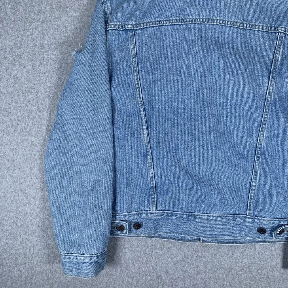 Levi's Trucker Jacket Mens Small Blue Distressed Denim Light Wash WaterLess